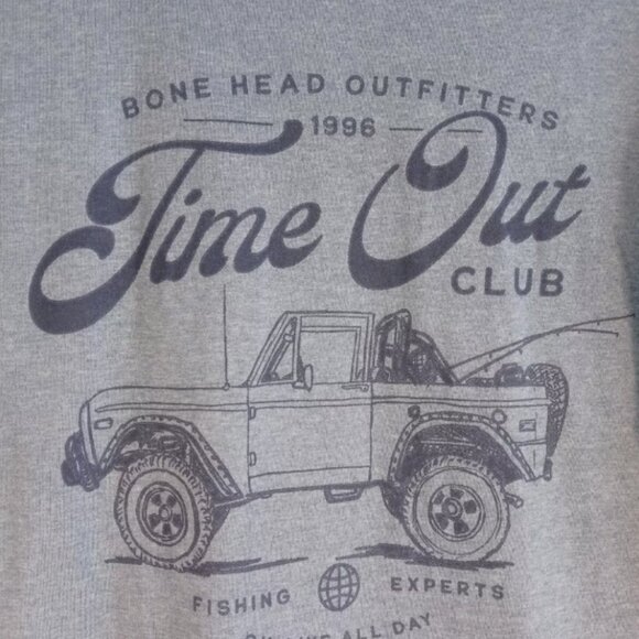 Bone Head Outfitters Blue Graphic Tee With Logo On Front And Back L Time Out - Picture 4 of 5